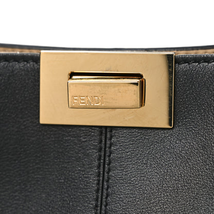 Fendi Vitello Seta Glazed Fabric FF 1974 Medium Peekaboo X-Lite Black Mogano Panna 6 of 9