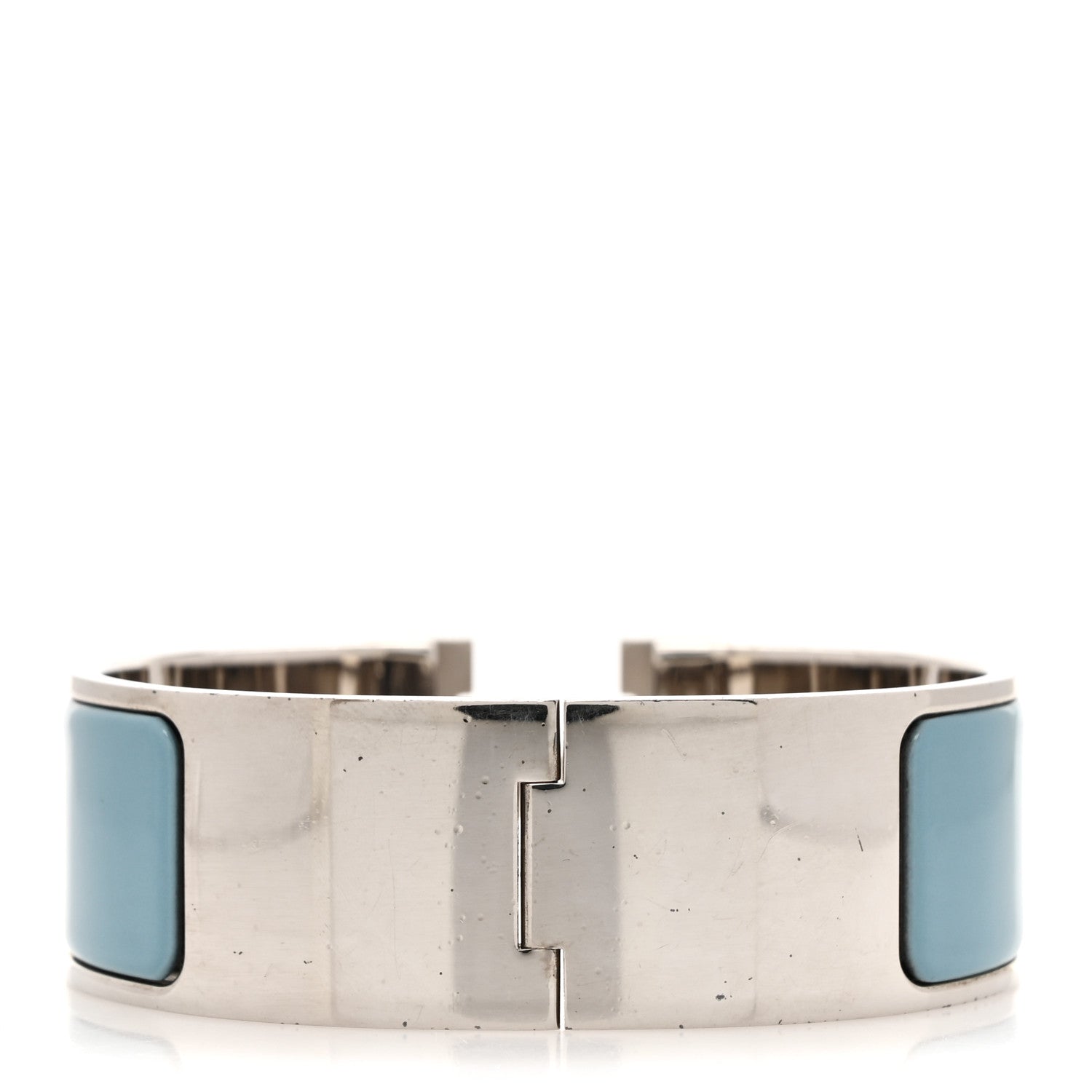 Hermes Enamel Wide Clic Clac H Bracelet PM Blue Jean White 3 of 5