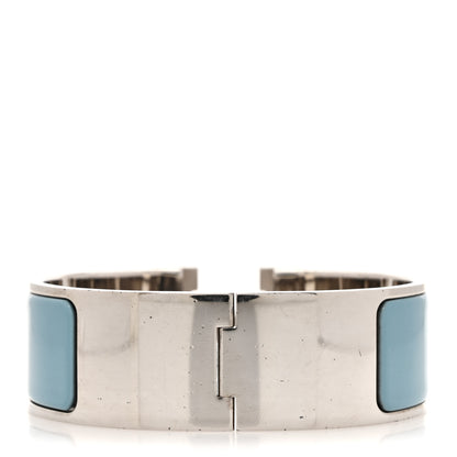 Hermes Enamel Wide Clic Clac H Bracelet PM Blue Jean White 3 of 5