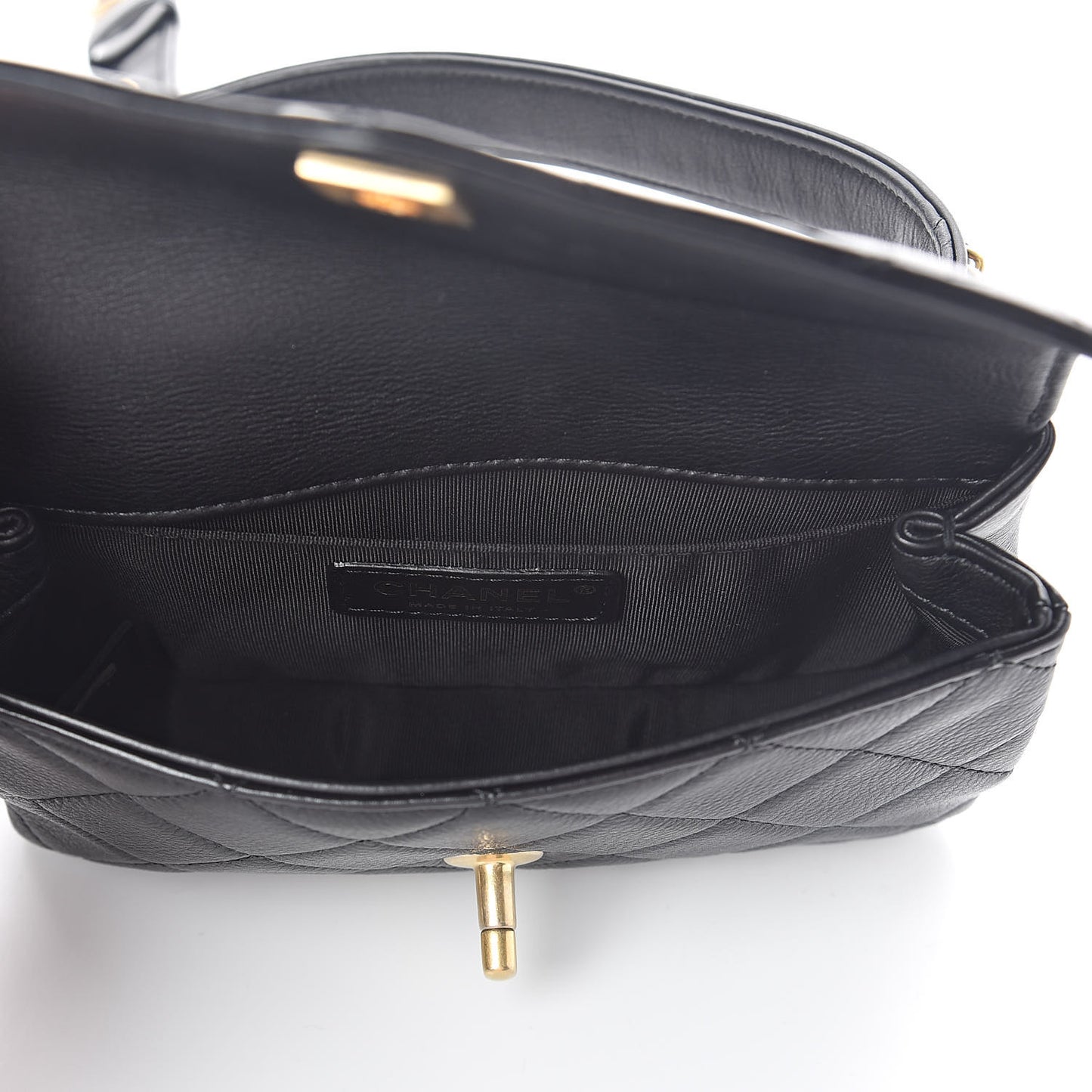 Calfskin Quilted Flap Waist Bag Black