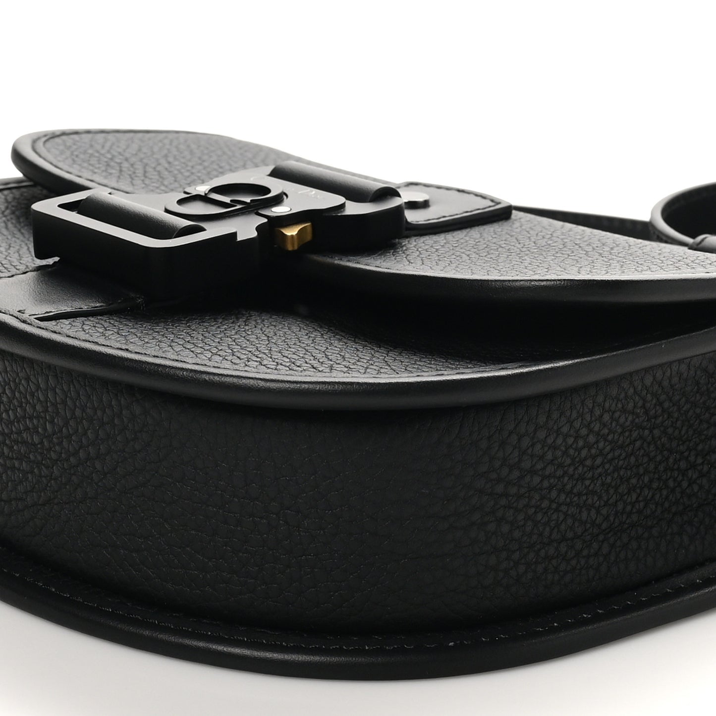Grained Calfskin Mini Gallop Bag With Strap Black