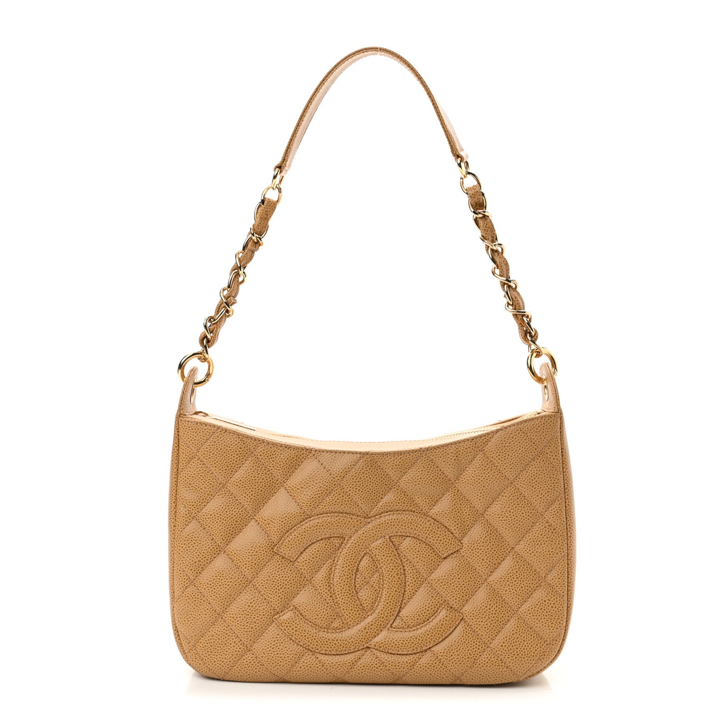 Caviar Quilted Timeless CC Shoulder Bag Beige