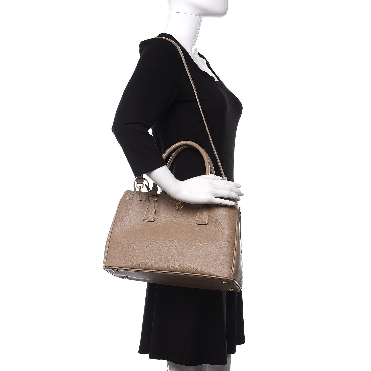 Prada Saffiano Lux Medium Tote Visone 2 of 10