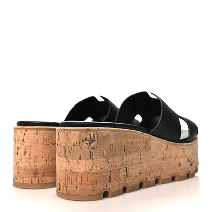 Hermes Calfskin Cork Eze 30 Sandals 37 Black 4 of 9