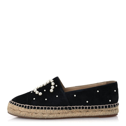 Chanel Suede Pearl CC Espadrilles 37 Black 1 of 12