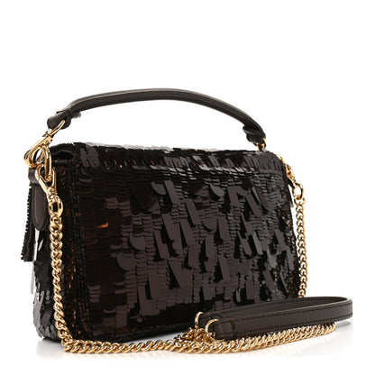 Fendi Sequin Paillettes Vitello Grace Sex and the City Mini Baguette  Marrone Scuro 3 of 11