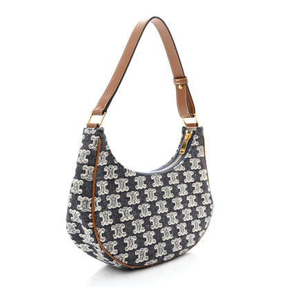 Celine Canvas Calfskin Ava Triomphe Shoulder Bag Blue 3 of 11
