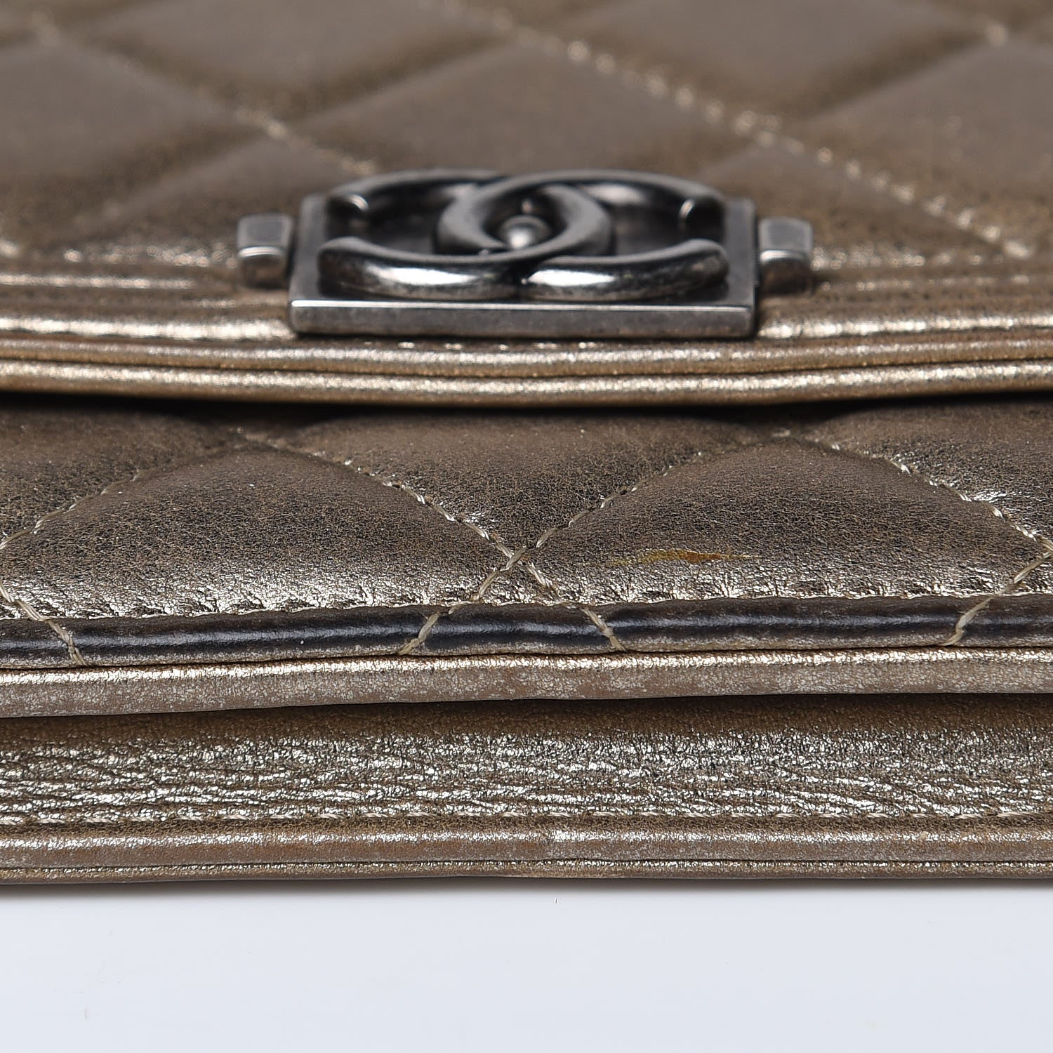 Chanel Metallic Calfskin Quilted Boy Wallet On Chain WOC Gold 11 of 18