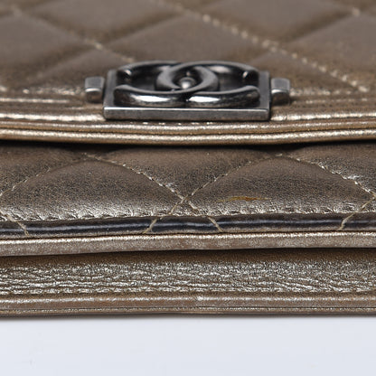Chanel Metallic Calfskin Quilted Boy Wallet On Chain WOC Gold 11 of 18