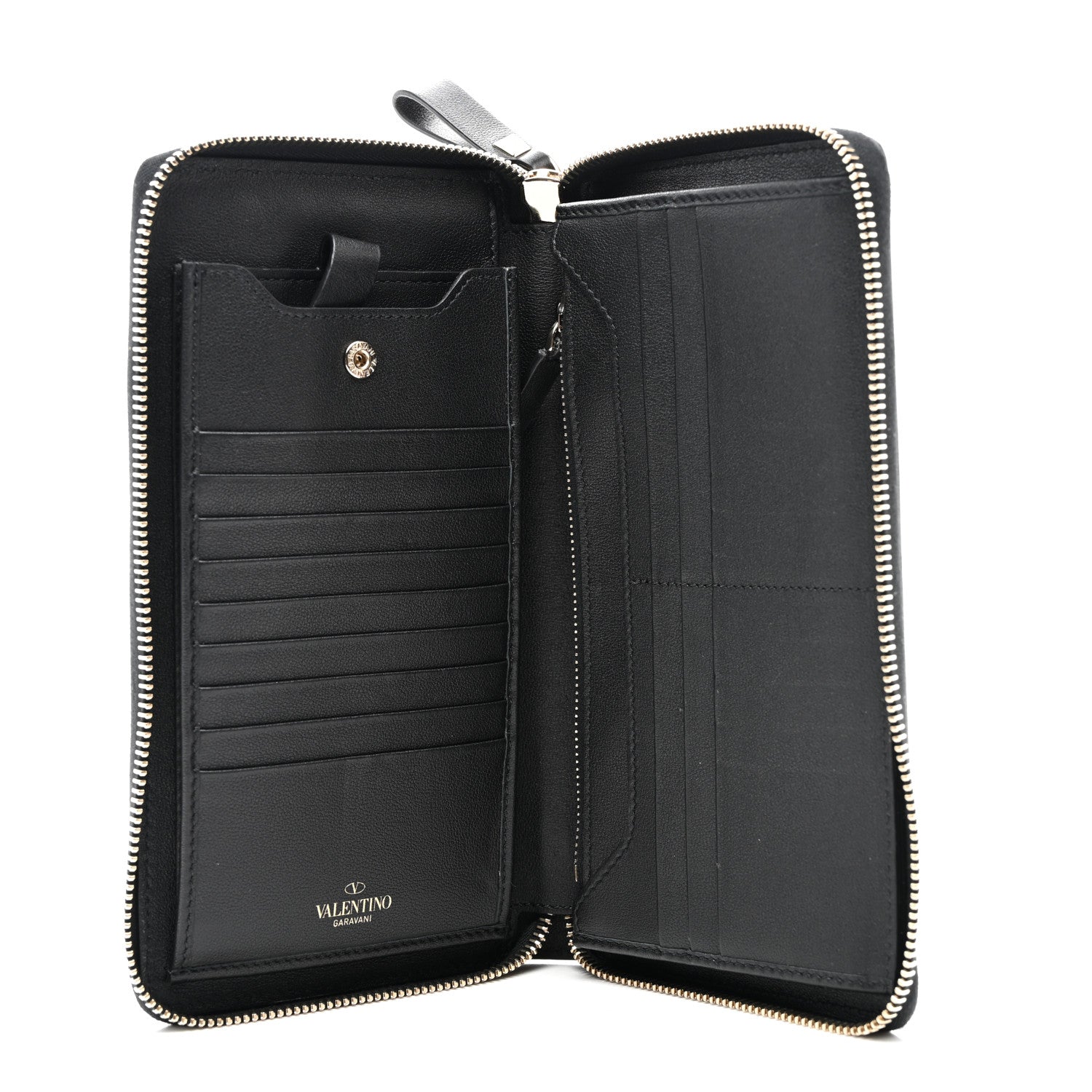 Valentino Garavani VALENTINO GARAVANI Vitello Rockstud Top Handle Travel Wallet Black 5 of 7