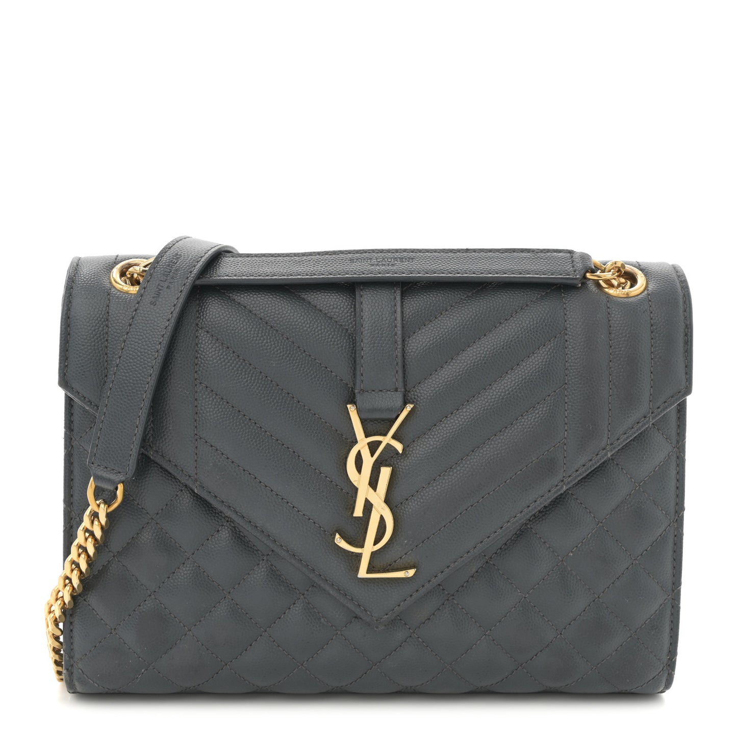 Grain De Poudre Textured Mixed Matelasse Triquilt Medium Monogram Satchel Dark Tea