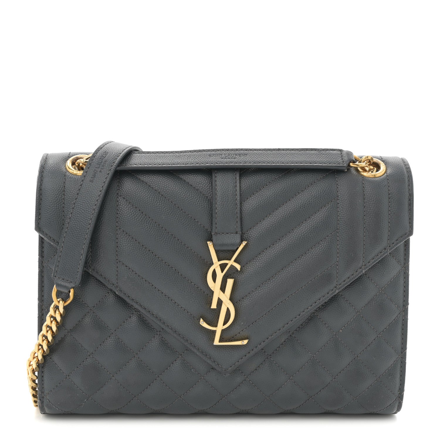 Saint Laurent Grain De Poudre Textured Mixed Matelasse Triquilt Medium Monogram Satchel Dark Tea 1 of 11