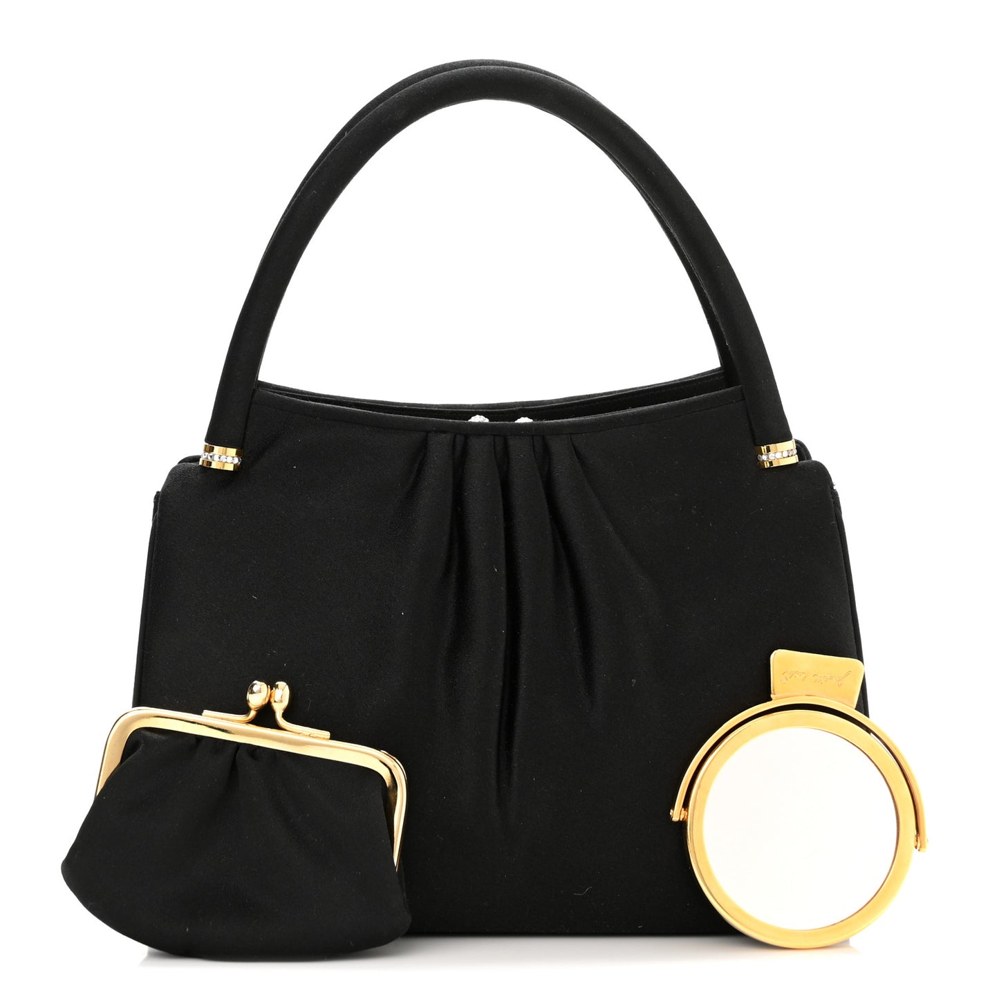 Swarovski Crystal Satin Evening Bag Black