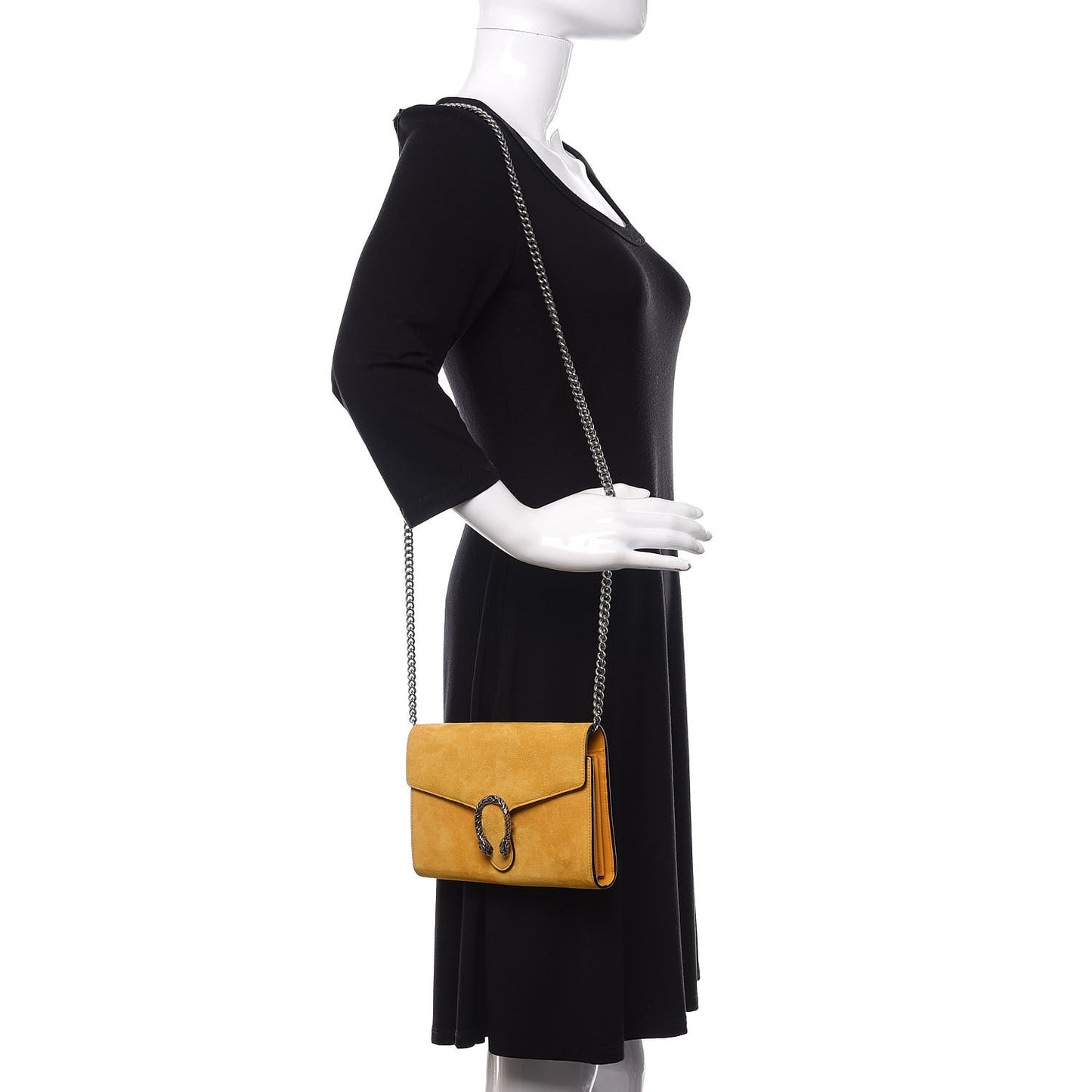 Suede Mini Dionysus Chain Wallet Yellow