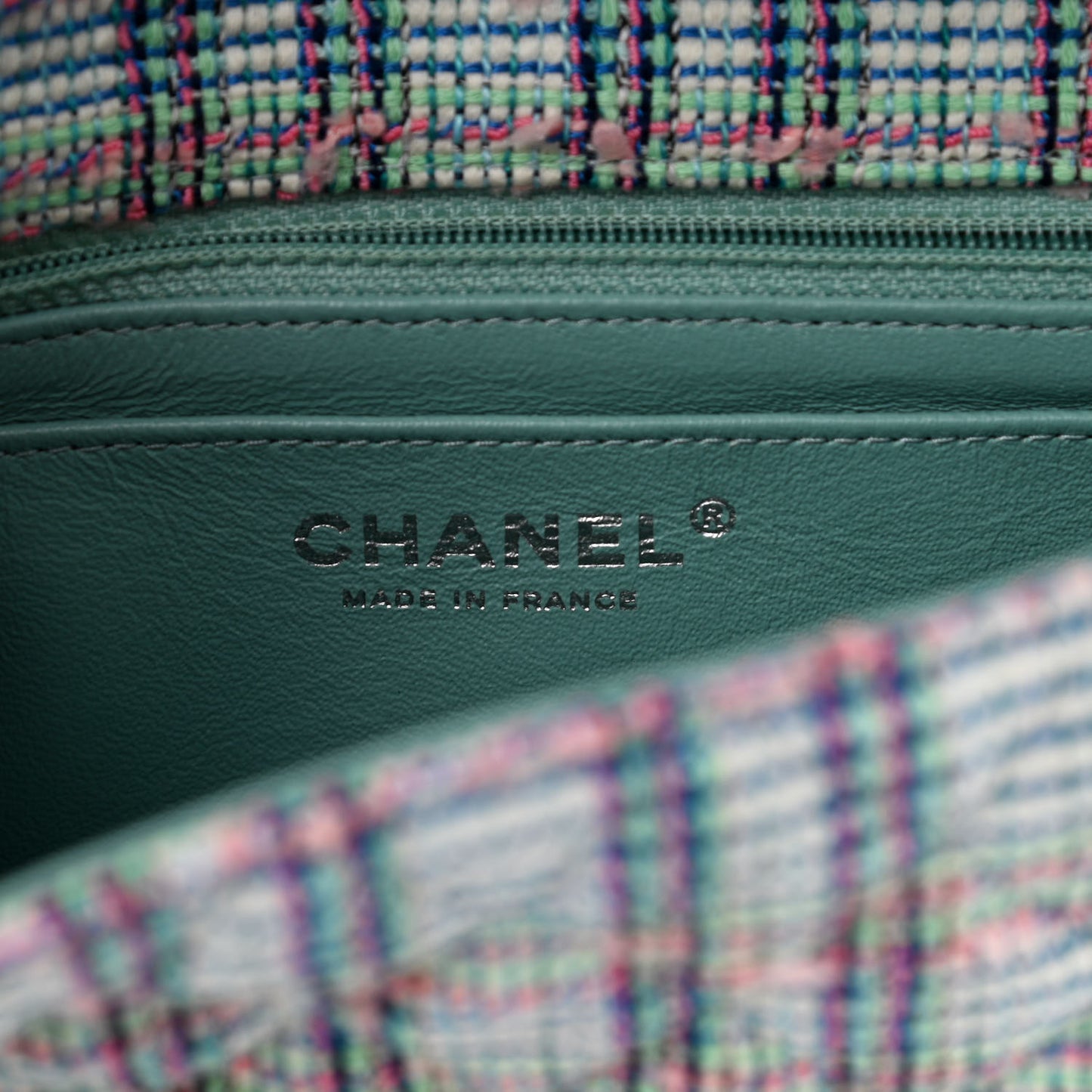 Tweed Quilted Mini Rectangular Flap Blue