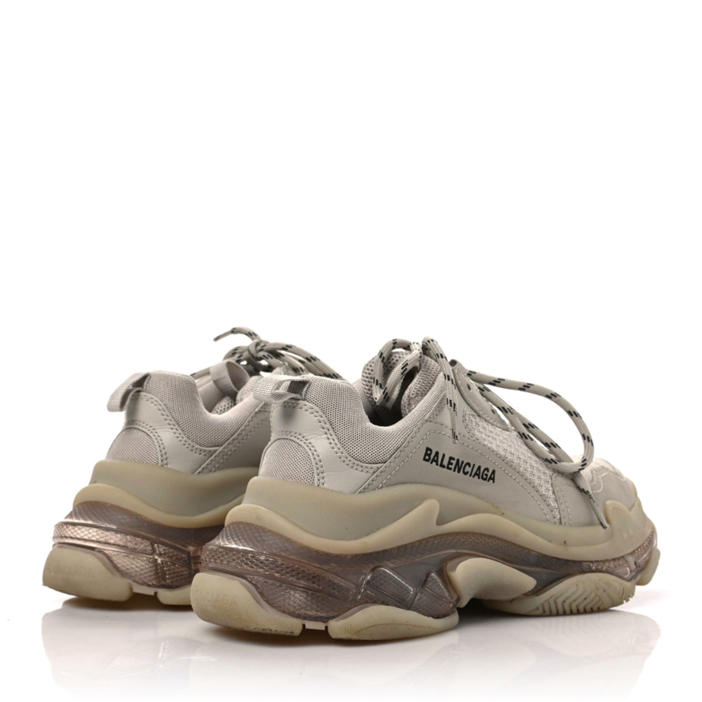 Fabric Mesh Clear Sole Womens Triple S Sneakers 39 Beige