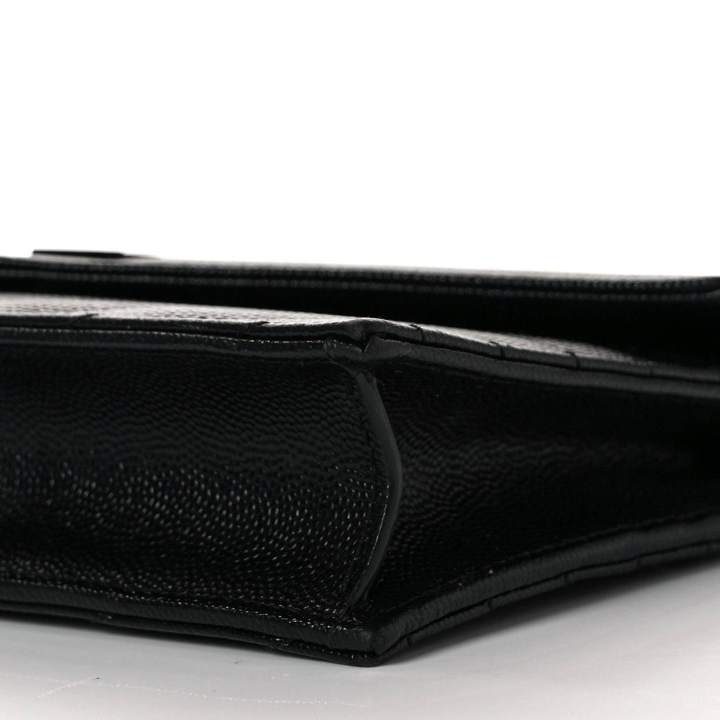 Grain De Poudre Matelasse Chevron Monogram Monochrome Envelope Chain Wallet Black