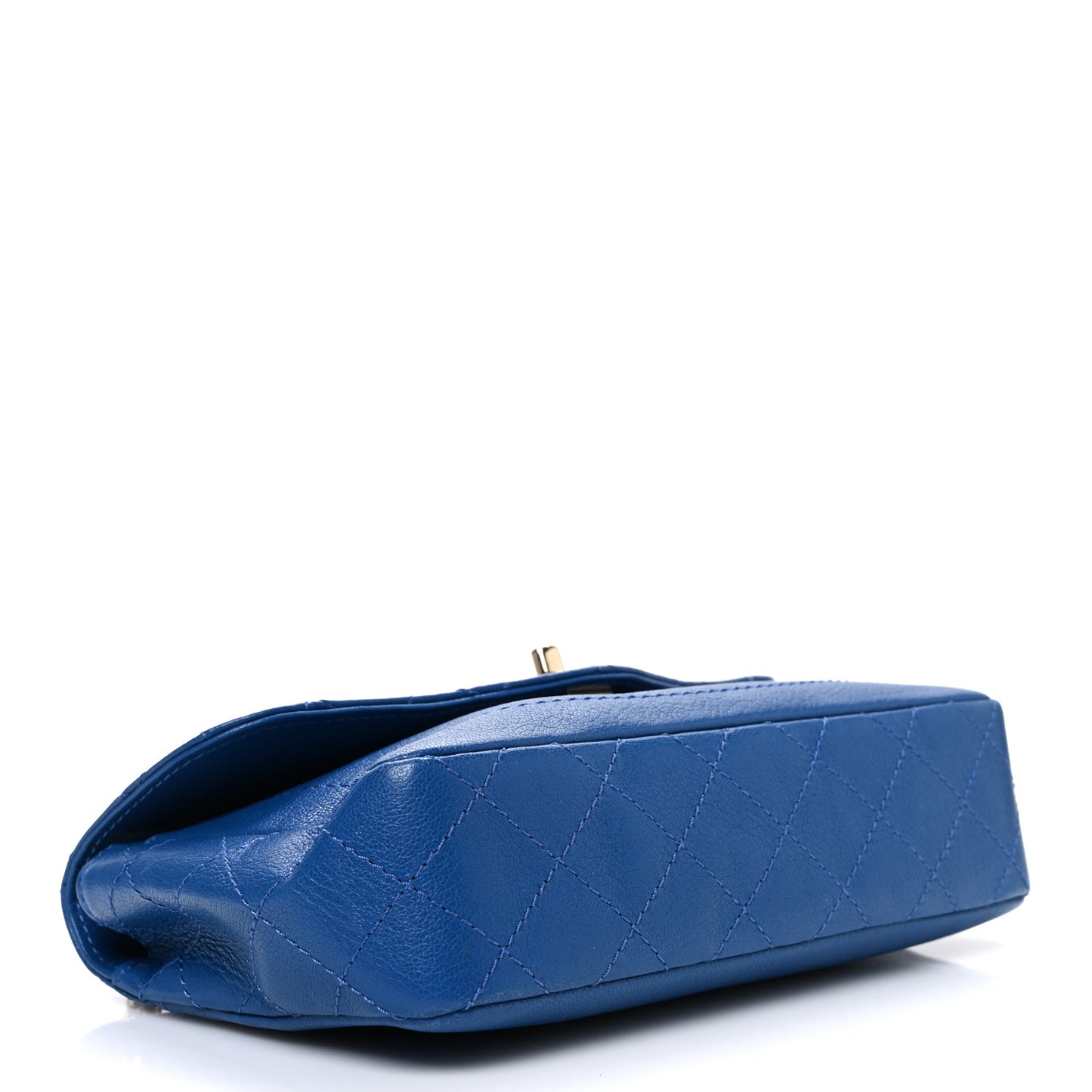 Goatskin Quilted Coco Curve Flap Messenger Flap Blue