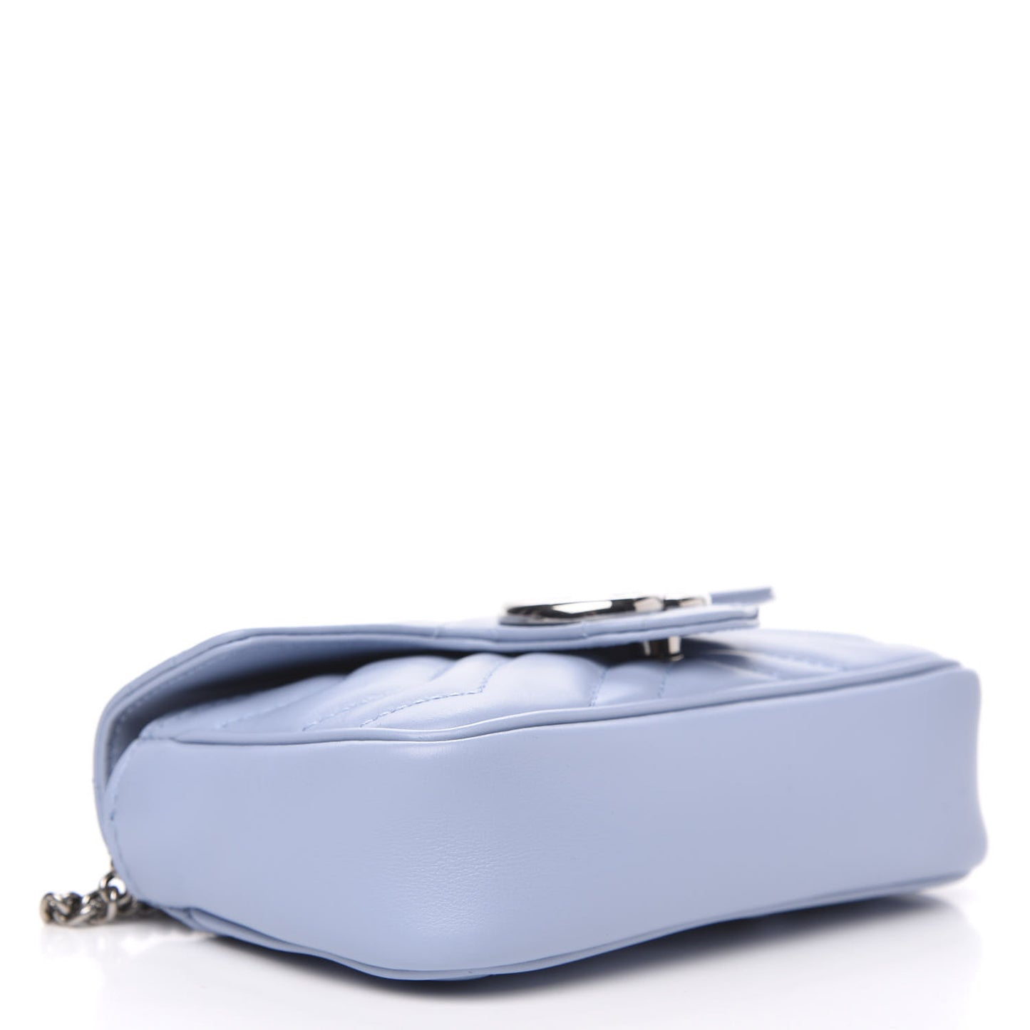 Calfskin Matelasse Super Mini GG Marmont Shoulder Bag Porcelain Light Blue