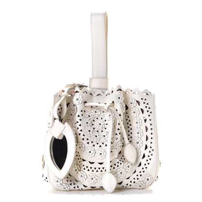 Alaia Calfskin Laser Cut Floral Studded Rose-Marie 19 Bag White 1 of 5