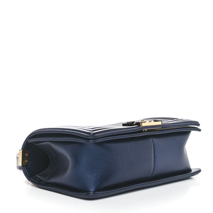 Chanel Lambskin Embossed Medium Boy Cube Flap Navy 4 of 10