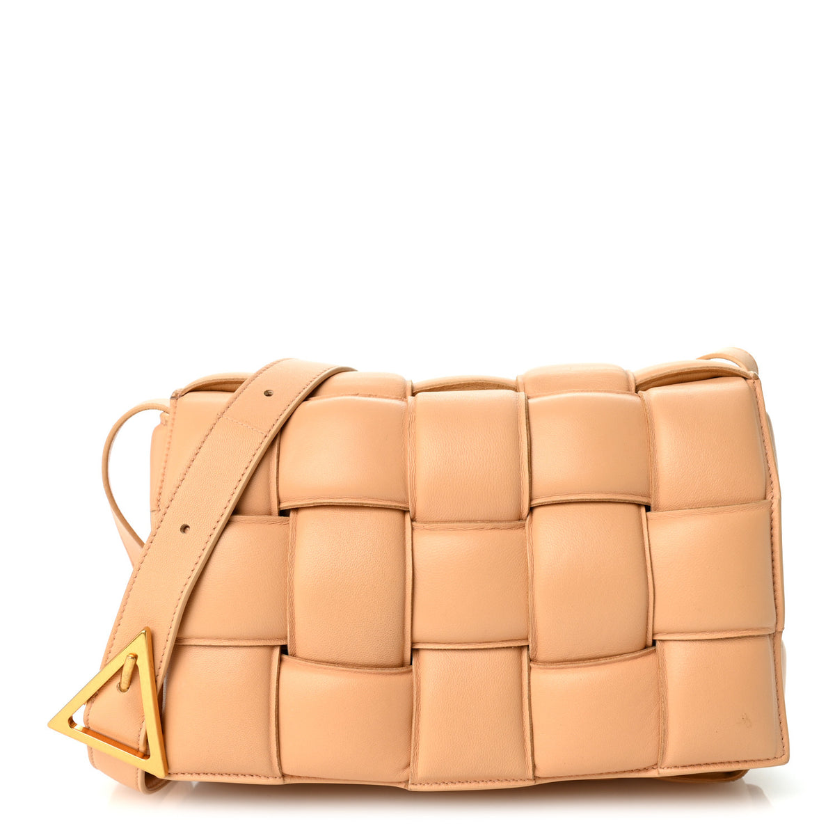 Nappa Maxi Intreccio Padded Cassette Crossbody Bag Almond