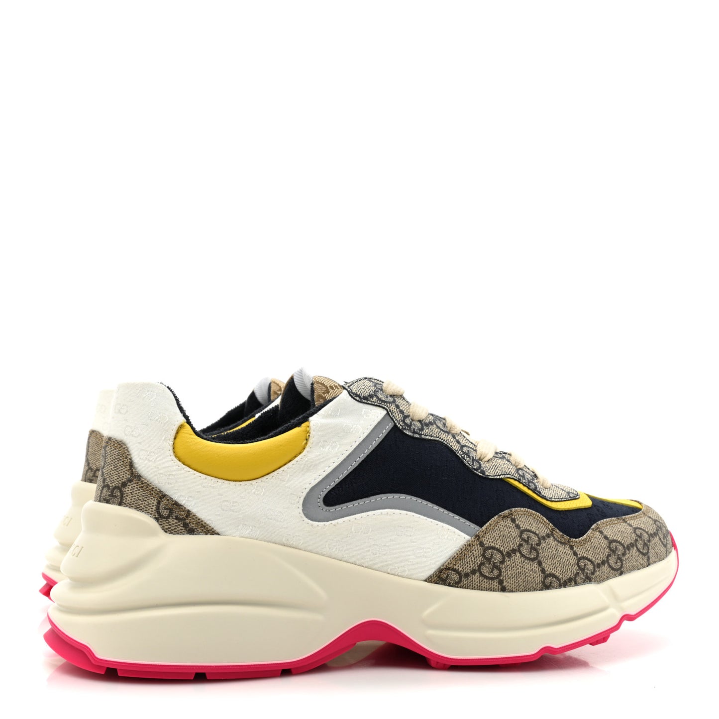 GG Supreme Monogram Mix Monogram Mens Rhyton Sneakers 9.5 London Blue Beige Sun Yellow