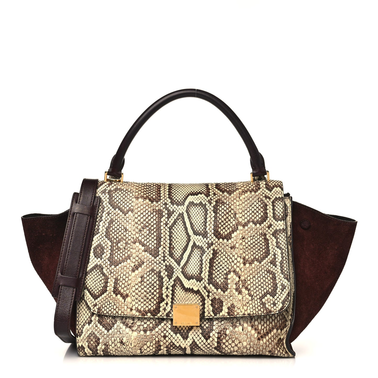 Snakeskin Suede Medium Trapeze Burgundy