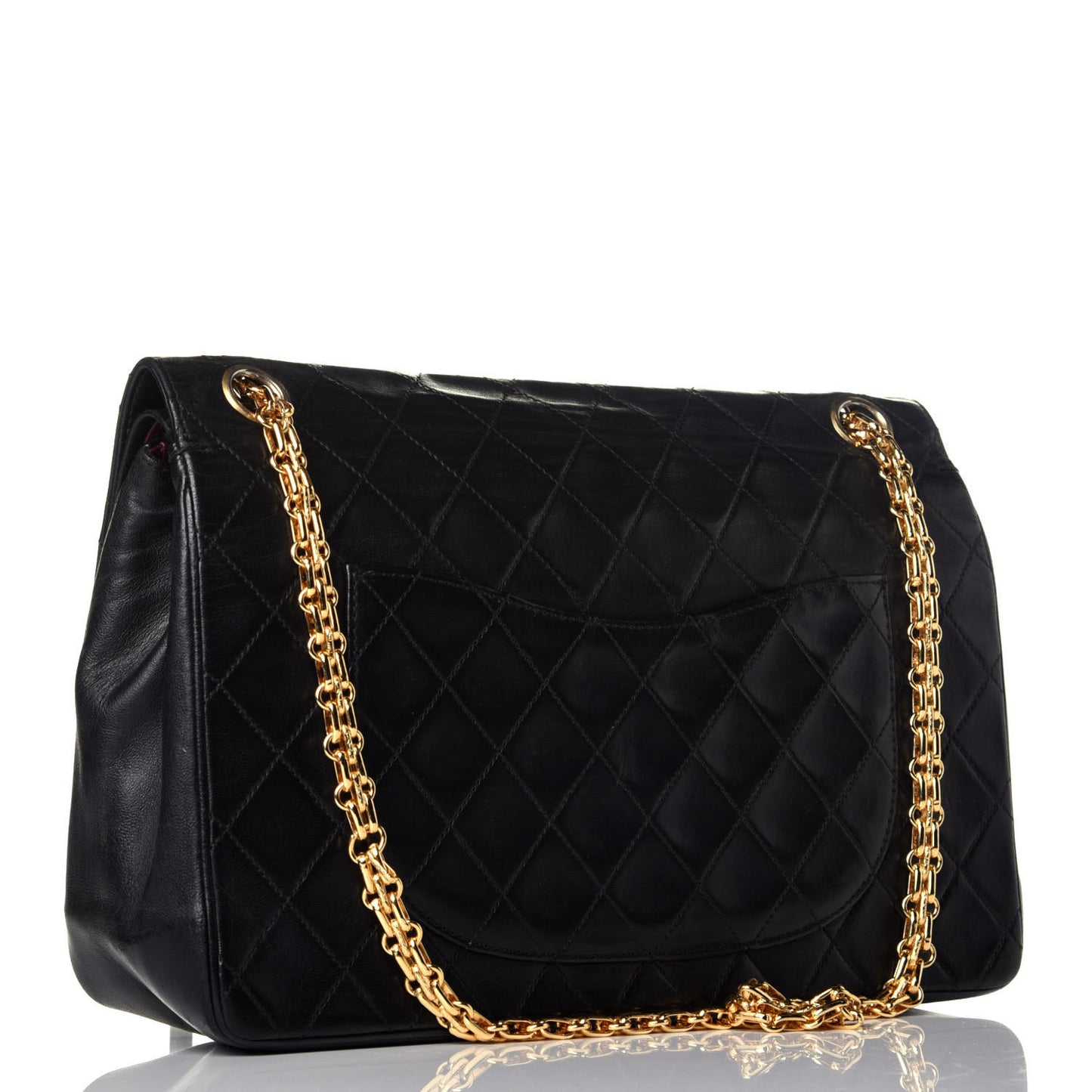 Lambskin Quilted Medium Double Flap Bijoux Chain Black