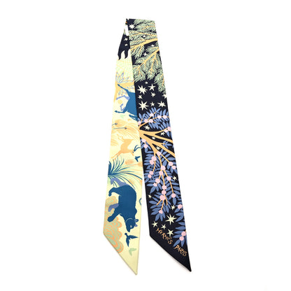 Hermes Silk Sous Le Charme D Orphee Twilly Bleu Black Jaune Soufre 4 of 4