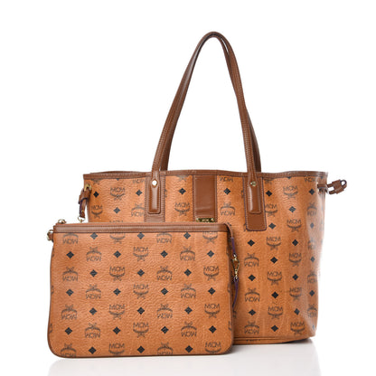 MCM Visetos Medium Liz Reversible Shopper Tote Cognac 4 of 22