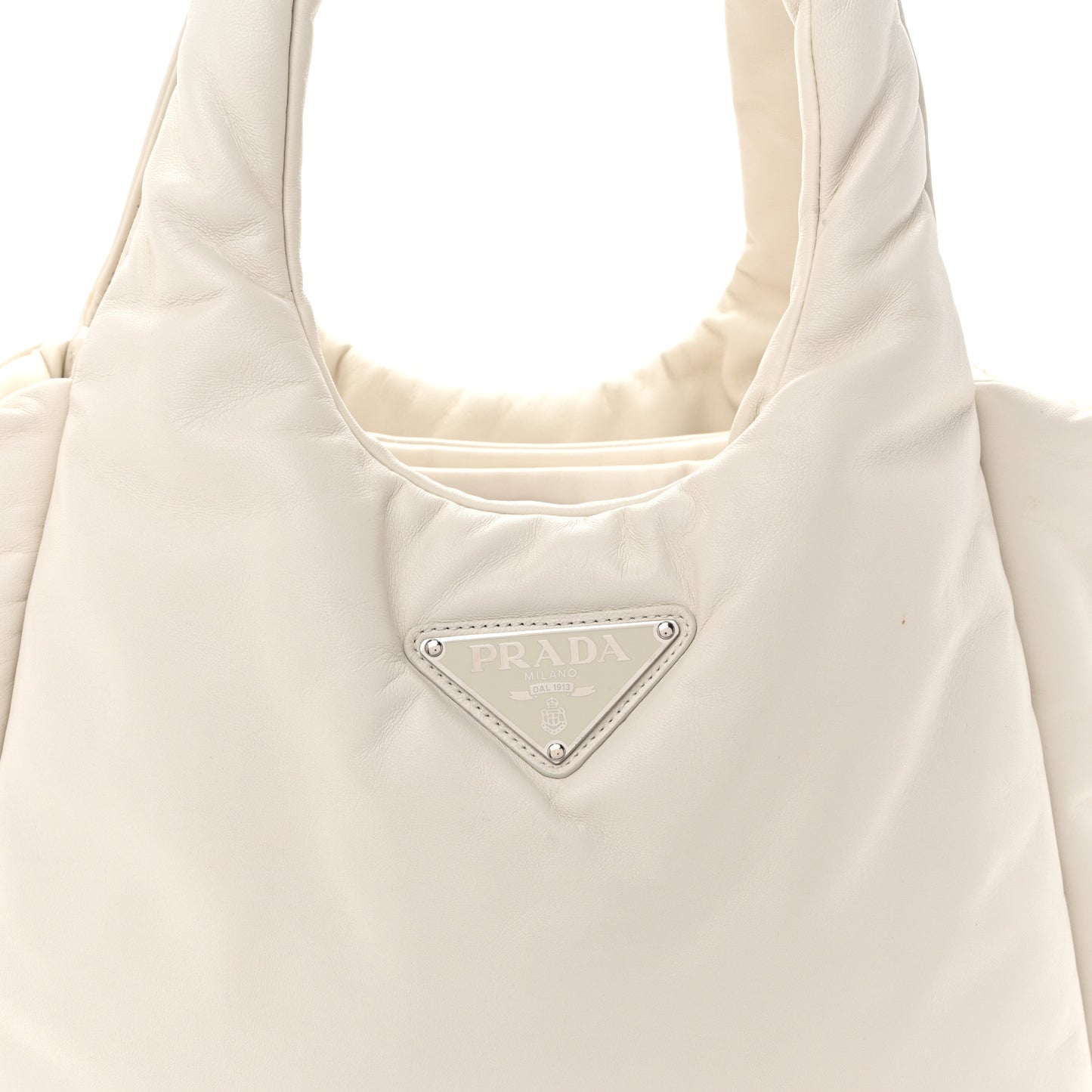 Nappa Soft Padded Medium Double Handled Shoulder Bag White