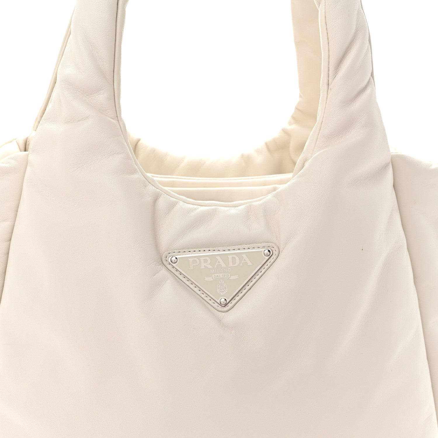 Prada Nappa Soft Padded Medium Double Handled Shoulder Bag White 7 of 9