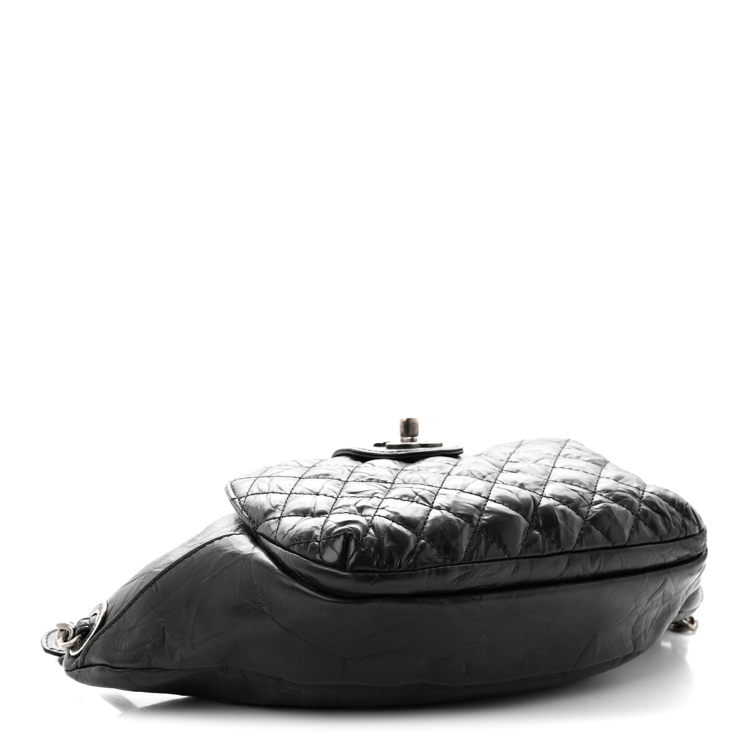Chanel Crumpled Calfskin Quilted Casual Rock Waist Bag Fanny Pack Black 4 of 10