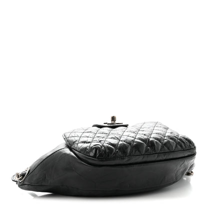 Chanel Crumpled Calfskin Quilted Casual Rock Waist Bag Fanny Pack Black 4 of 10