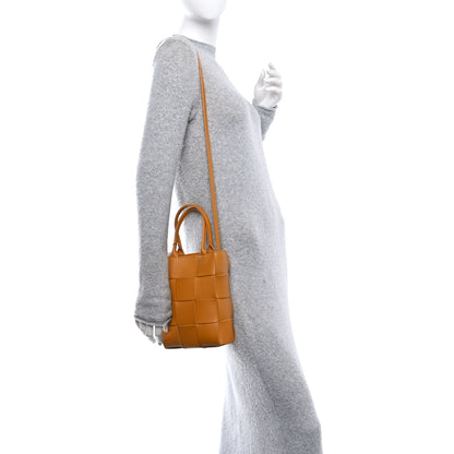 Bottega Veneta Lambskin Maxi Intrecciato Mini North South Cassette Tote Camel Gold 2 of 9
