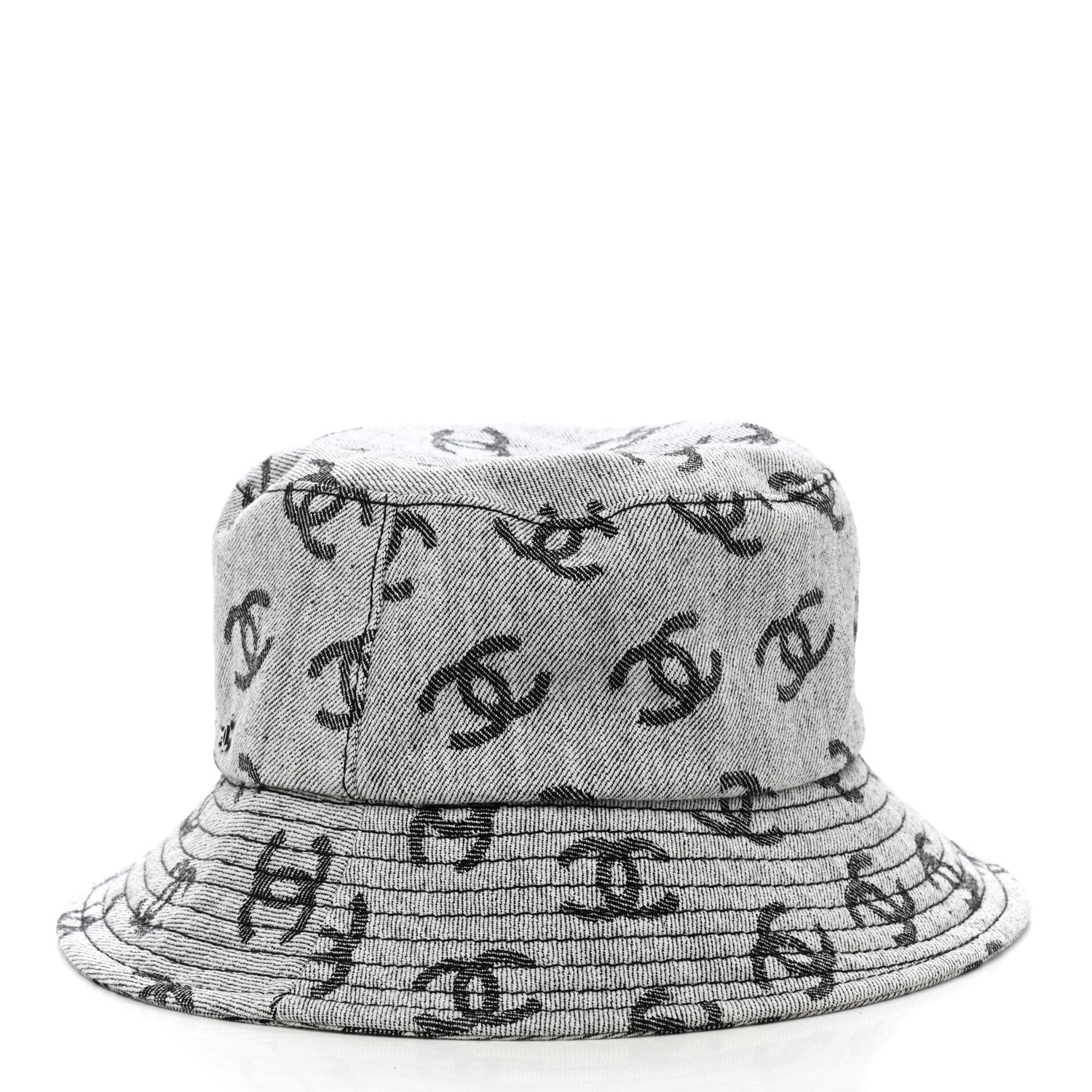 Chanel Denim CC Bucket Hat L White Black 4 of 8
