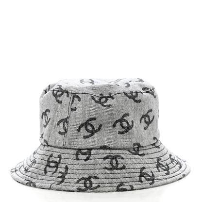 Chanel Denim CC Bucket Hat L White Black 4 of 8