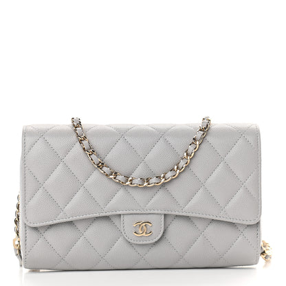 Chanel Caviar Quilted Phone Holder Wallet on Removable Chain Grey 2 of 11