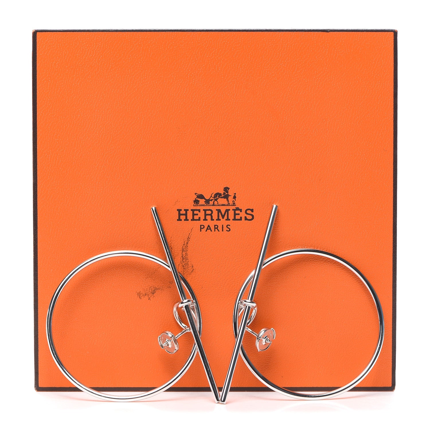 Hermes Sterling Silver MM Loop Earrings 5 of 5