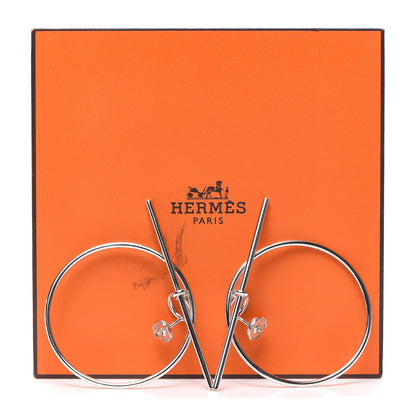 Hermes Sterling Silver MM Loop Earrings 5 of 5