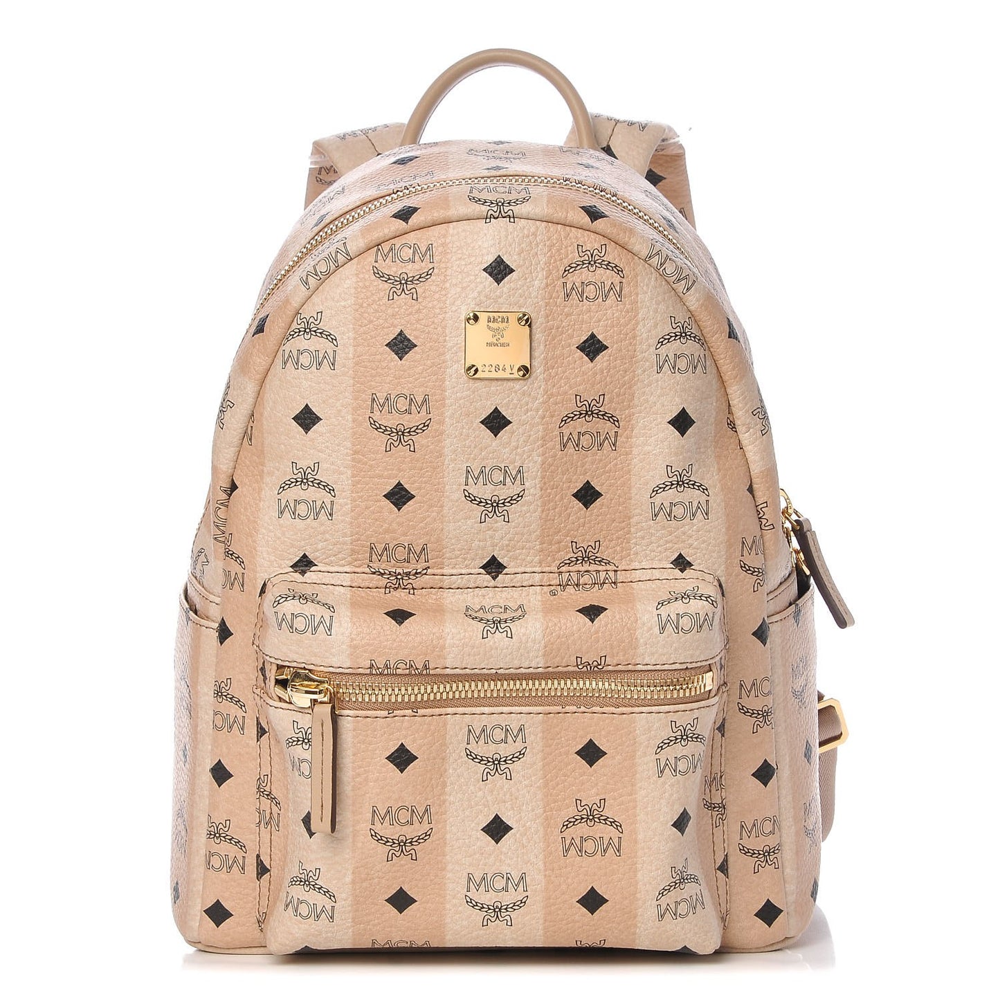 Striped Visetos Small Stark Backpack Beige