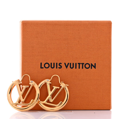 Louis Vuitton Metal Small Louise Hoop Earrings Gold 6 of 6
