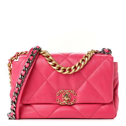 Chanel Goatskin Quilted Medium Chanel 19 Flap Pink 1 of 9