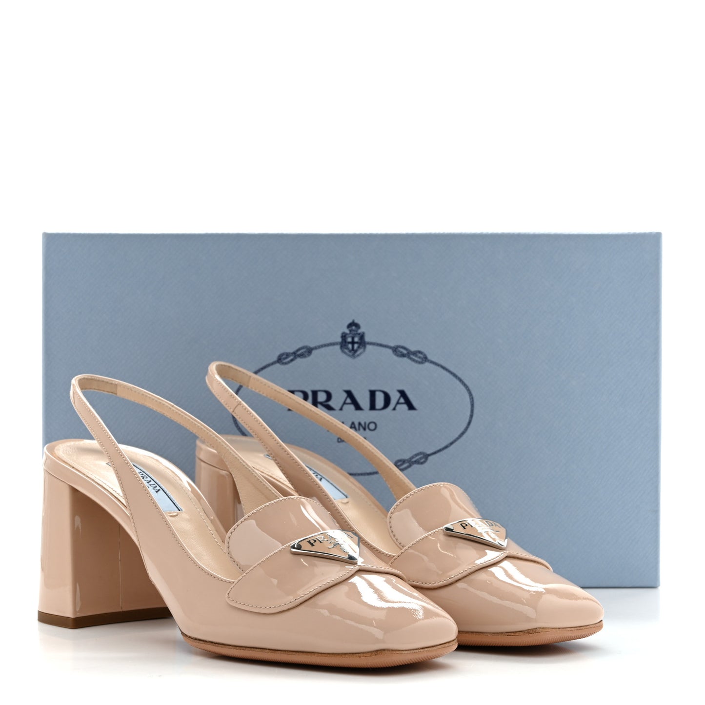 Patent Triangle Logo Slingback Pumps 37 Cipria