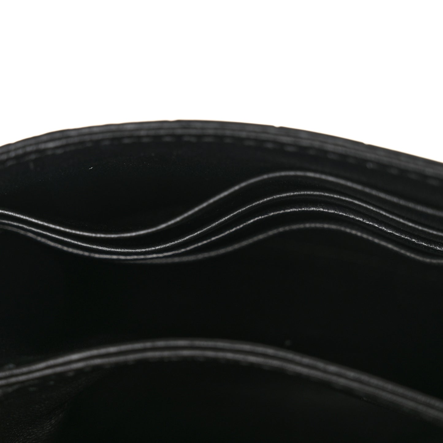 Shiny Extra Supple Calfskin Crocodile Embossed Small Triplet Bag Black