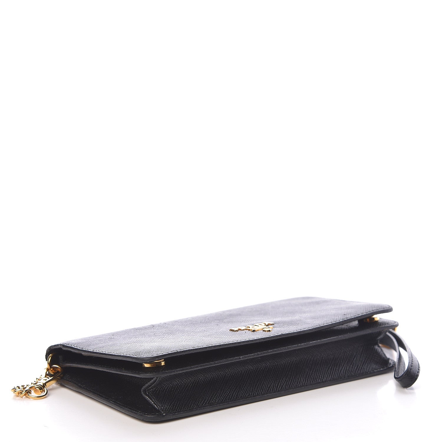 Prada Saffiano Metal Mini Flap Crossbody Wristlet Bag Black 5 of 9