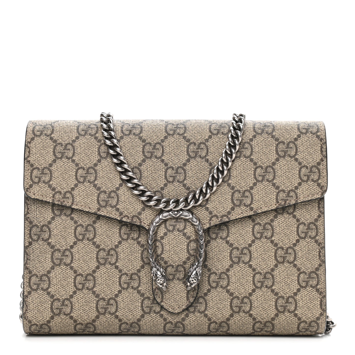 GG Supreme Monogram Mini Dionysus Chain Wallet Beige Black