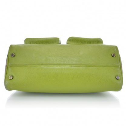 Burberry Leather Haymarket Check Horn Toggle Shoulder Bag Green 5 of 17