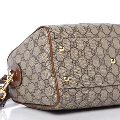 Gucci GG Supreme Monogram Embroidered Small Boston Brown 6 of 11